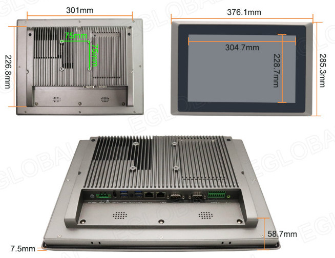 ALL IN ONE Industrial Panel PC EG Series with Intel CPU, Rich Interfaces, LCD display | Mountings dimensions