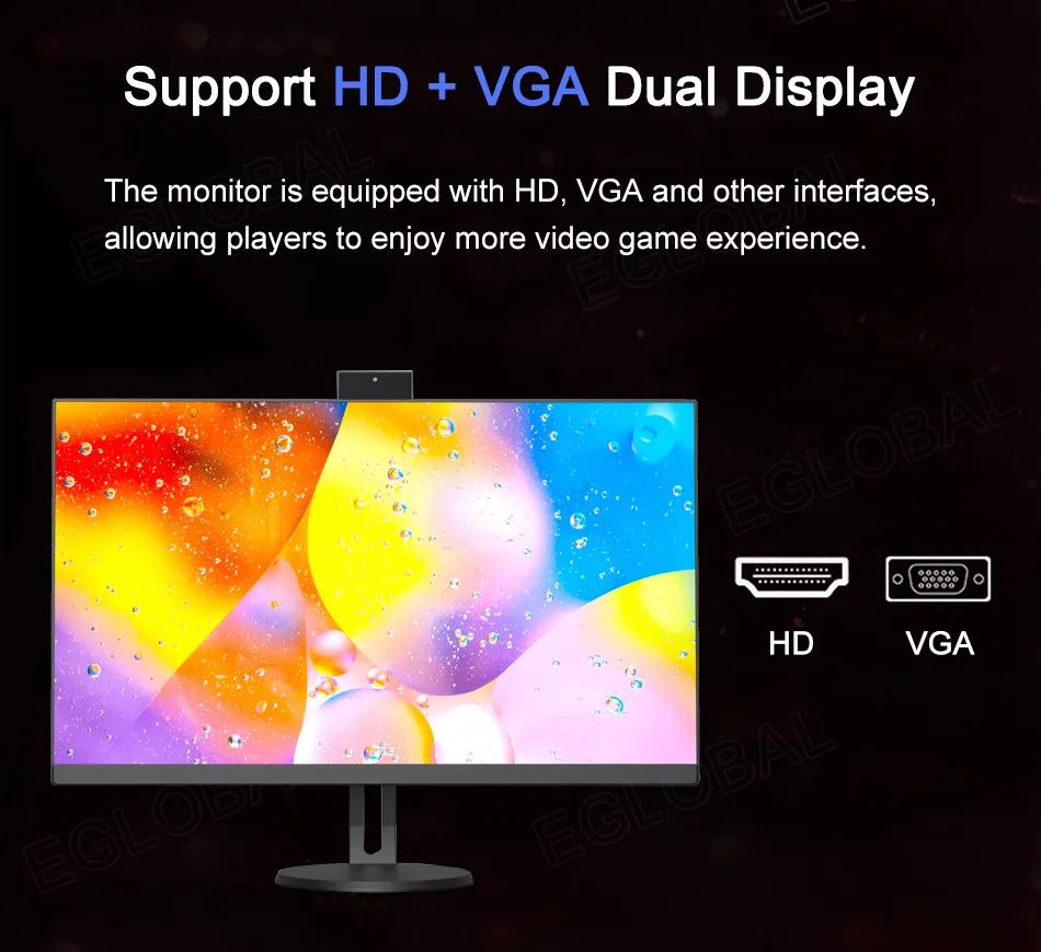 Support HD + VGA Dual Display. The monitor is equipped with HD, VGA and other interfaces, allowing players to enjoy more video game experience.