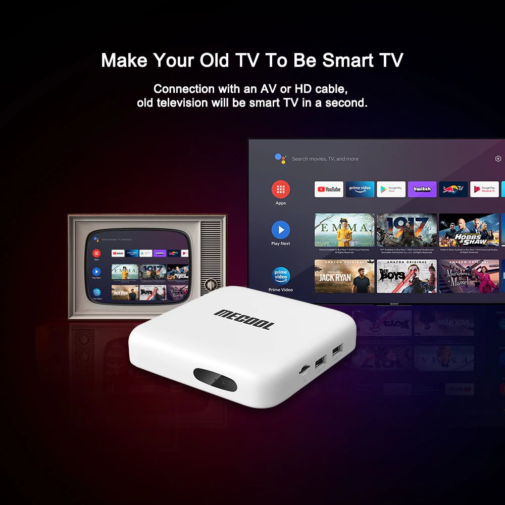 Make Your Old TV To Be Smart TV Connection with an AV or HD cable, old television will be smart TV in a second Search movies TV and more App Prime Video