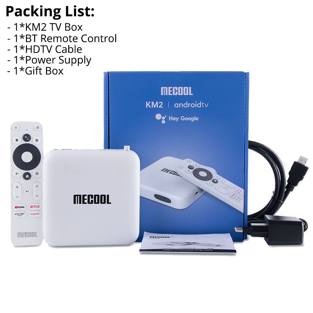 Packing List: 1*KM2 TV Box 1*BT Remote Control 1*HDTV Cable 1*Power Supply 1*Gift Box