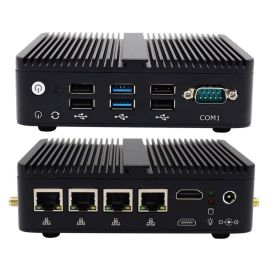 Industrial Fanless mini PC with Intel Celeron J4125 COM 4*LAN Pfsense VPN Firewall