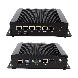 Przemysłowy bezwentylatorowy mini PC VenBOX G9 6x LAN, podwójny COM, moduł 3G/4G, karta SIM do Pfsense Firewall, router Wi-Fi