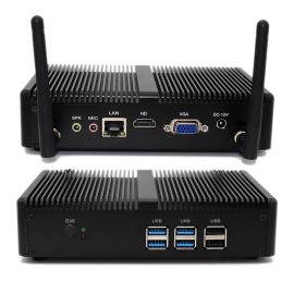 Industrial-grade fanless mini PC with Intel Core i5-7267U, WiFi, Bluetooth, LAN, HDMI and VGA