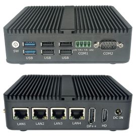 Industrial fanless mini PC with Intel Celeron J6426/N100 processor HDMI DP 2x COM 4x LAN Pfsense VPN Firewall