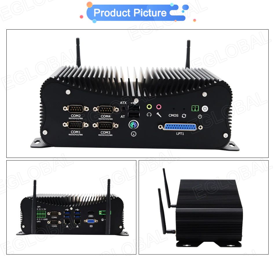 Product Picture of Fanless Industrial Mini Computer G8 z Intel i7-10510U DDR4, SSD, M.2, RS232/RS485/RS422, GPIO, DC 9V~36V, 4G