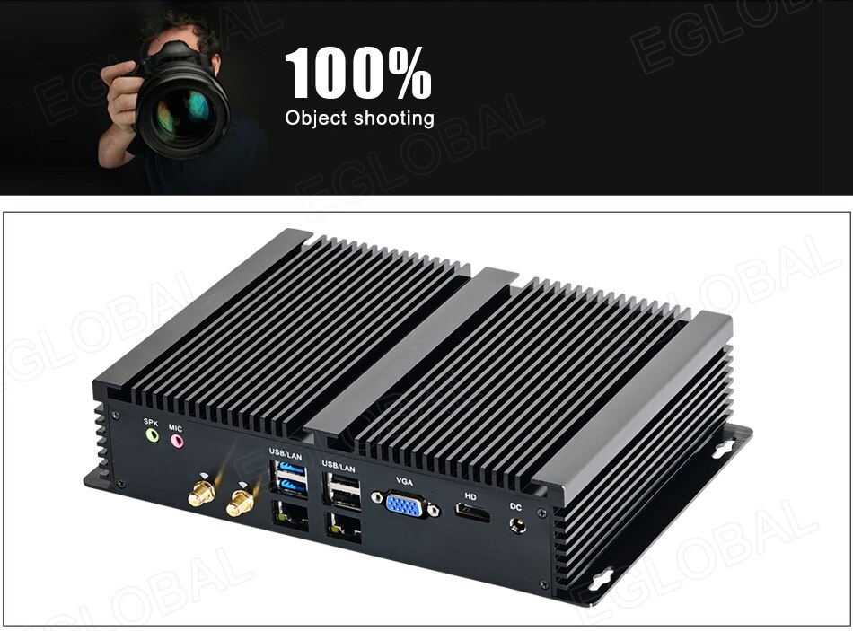 Image of Powerfull Industrial Fanless Mini PC / HTPC / Rugged Computer with CPU Intel Core i7-8550U, 1xDDR4 slot, 6xCOM RS232 ports, 8xUSB ports, VGA, HDMI, 4G SIM slot, dual WiFi for Windows 10 Pro or Linux desktop computing