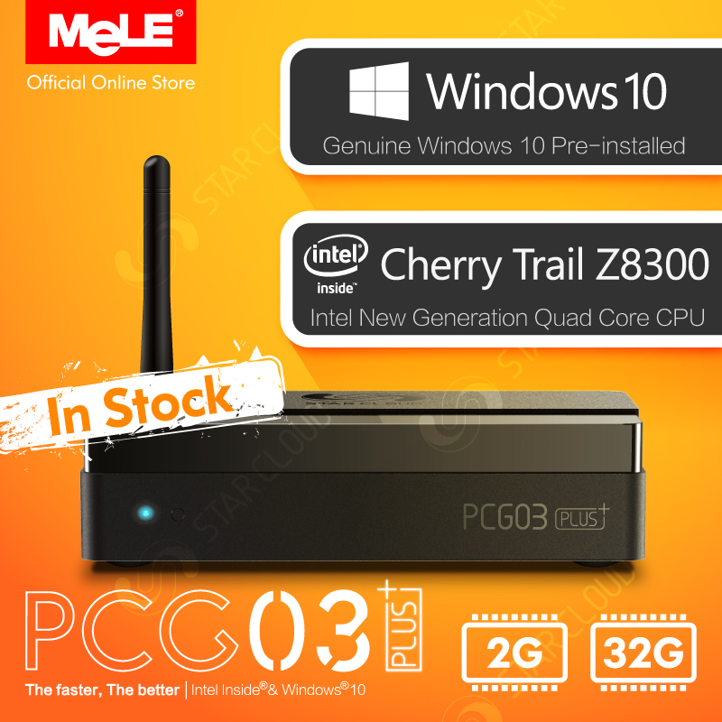 Intel Fanless Mini PC PCG03 Plus z Cherry Trail Z8300, Windows 10, 2GB, 32GB, HDMI, VGA, LAN, WiFi, BT