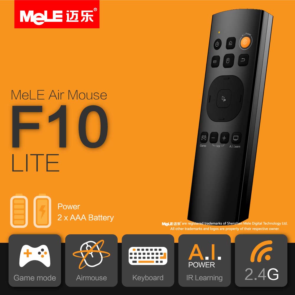 3-in-1 Klawiatura Bezprzewodowa-Smart Air Mouse-Pilot IR Mele F10 Lite, Gyro, 2.4G, learning IR