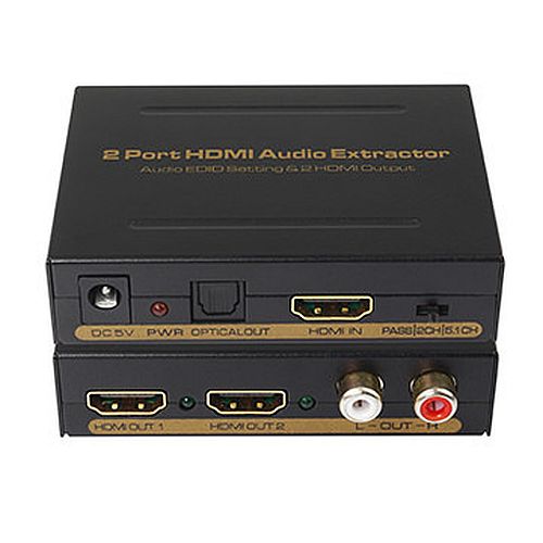 HDMI Splitter 1x2 HDMI + Audio (SPDIF+L/R) Audio Extractor, 3D,1080P