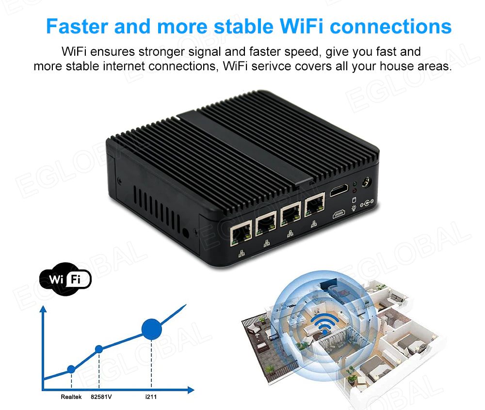 Faster and more stable WiFi connections WiFi ensures stronger signal and faster speed, give you fast and more stable internet connections, WiFi serivce covers all your house areas. Realtek 82581V 1211