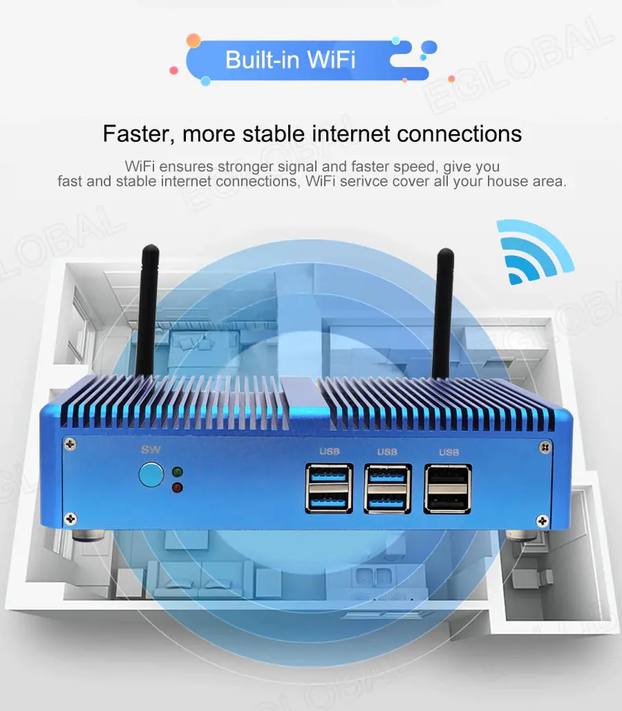 Built-in WiFi Faster, more stable internet connections WiFi ensures stronger signal and faster speed, give you fast and stable internet connections, WiFi serivce cover all your house area.