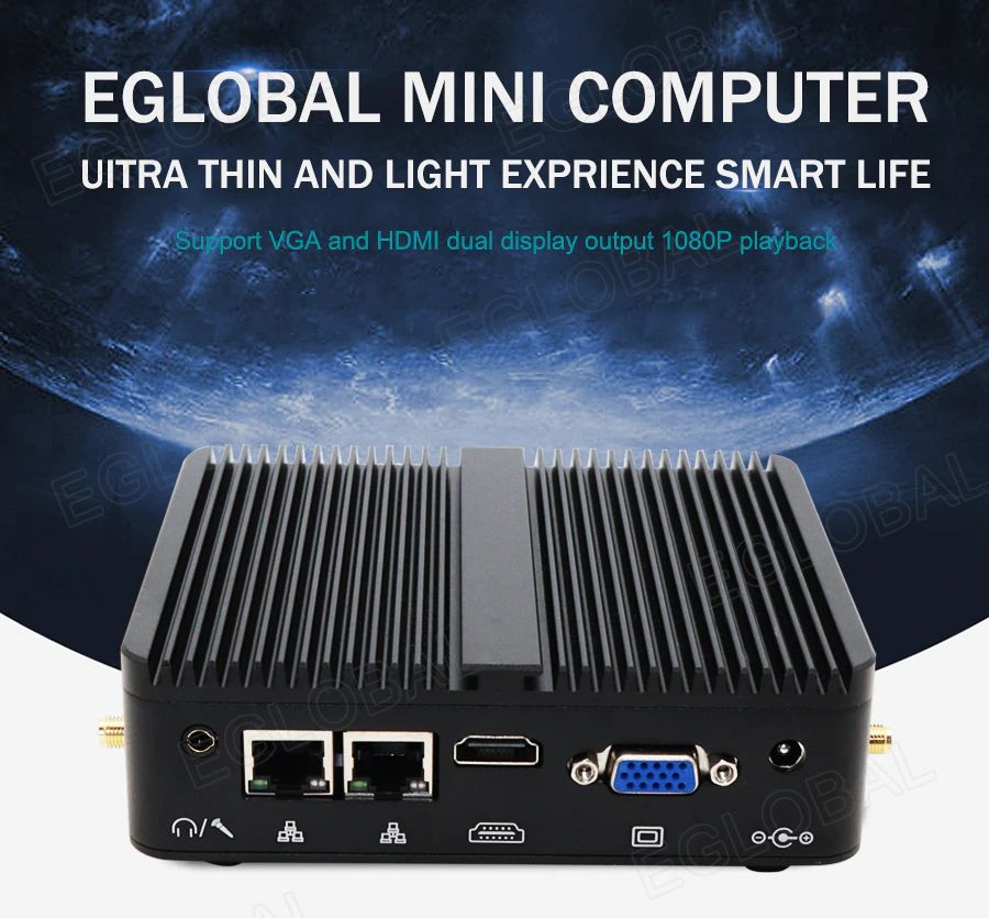 EGLOBAL MINI COMPUTER - UITRA CIENKIE I LEKKIE DOŚWIADCZENIE INTELIGENTNEGO ŻYCIA - Obsługa podwójnego wyświetlacza VGA i HDMI z odtwarzaniem do 1080P