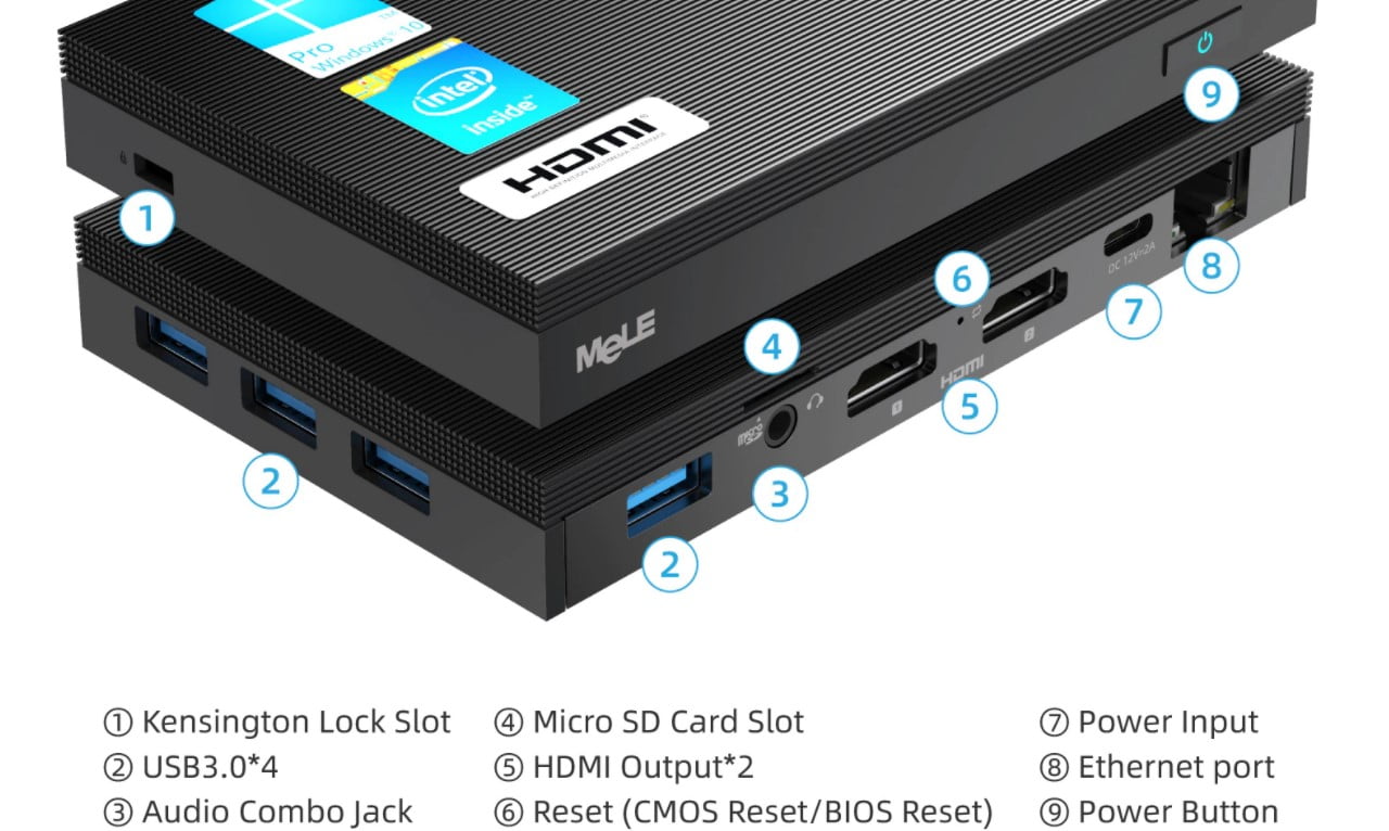 MeLE quieter2q Mini PC Intel Celeron j4125