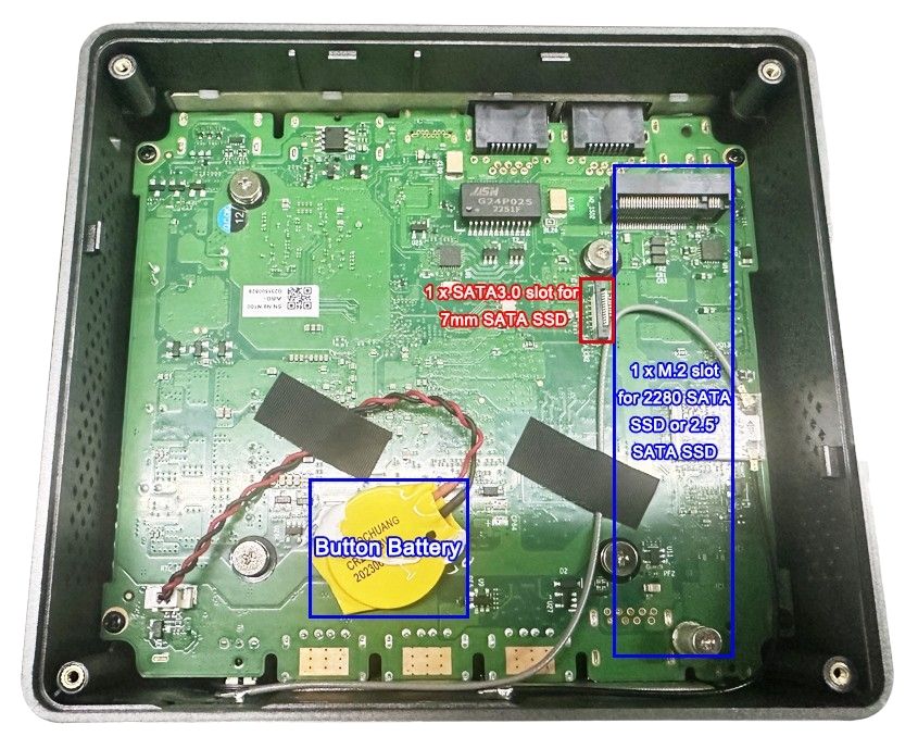 Inside connections of F11 mini PC