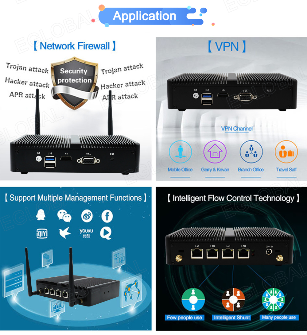Application [ Network Firewall ] [VPN] [ Intelligent Flow Control Technology ] (Support Multiple Management Functions ] H ® O a Q Few peopte use Inteligent Shunt Many peopłe use Troian attack I ,/acker attack] APRattlk '! Security protection Trojan attack Hacker attack AIR attack yPNChannel Modło Office Getry &Kevan Brarch Office TravefSaff
