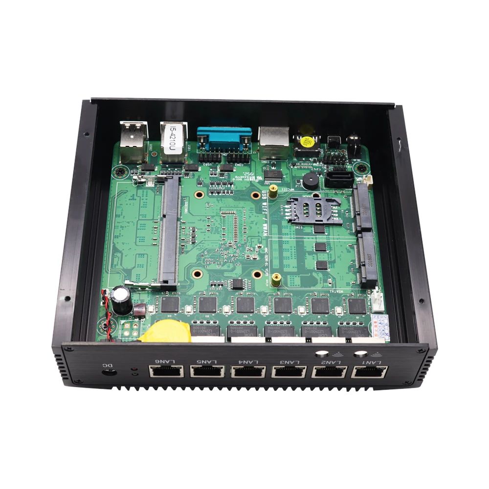 Industrial Fanless mini PC VenBOX G9 6x LAN, dual COM, 3G/4G Module, SIM Card for Pfsense Firewall, Wifi Router | Inside View