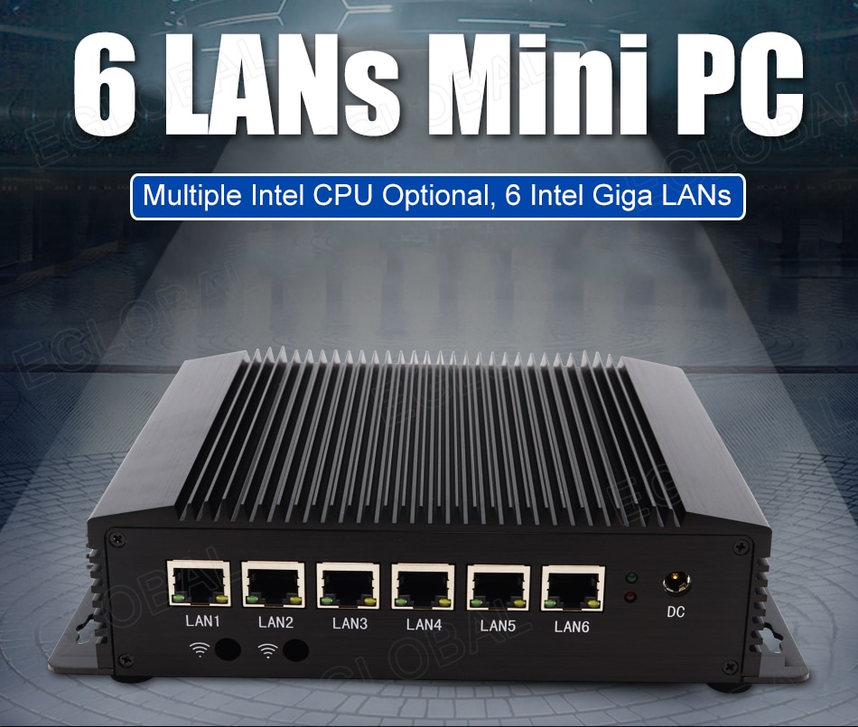 Industrial Fanless mini PC VenBOX G9 6x LAN, dual COM, 3G/4G Module, SIM Card for Pfsense Firewall, Wifi Router | 6x LAN