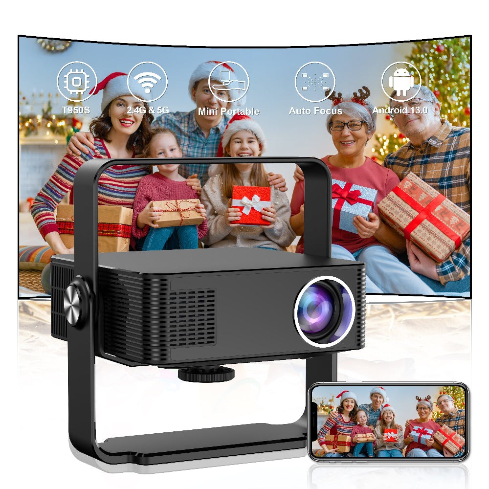 Projector HM102 Smart Android 13 Bluetooth WIFI LCD Portable 4K Mini Projector with Bracket Home Theater HD 1080P