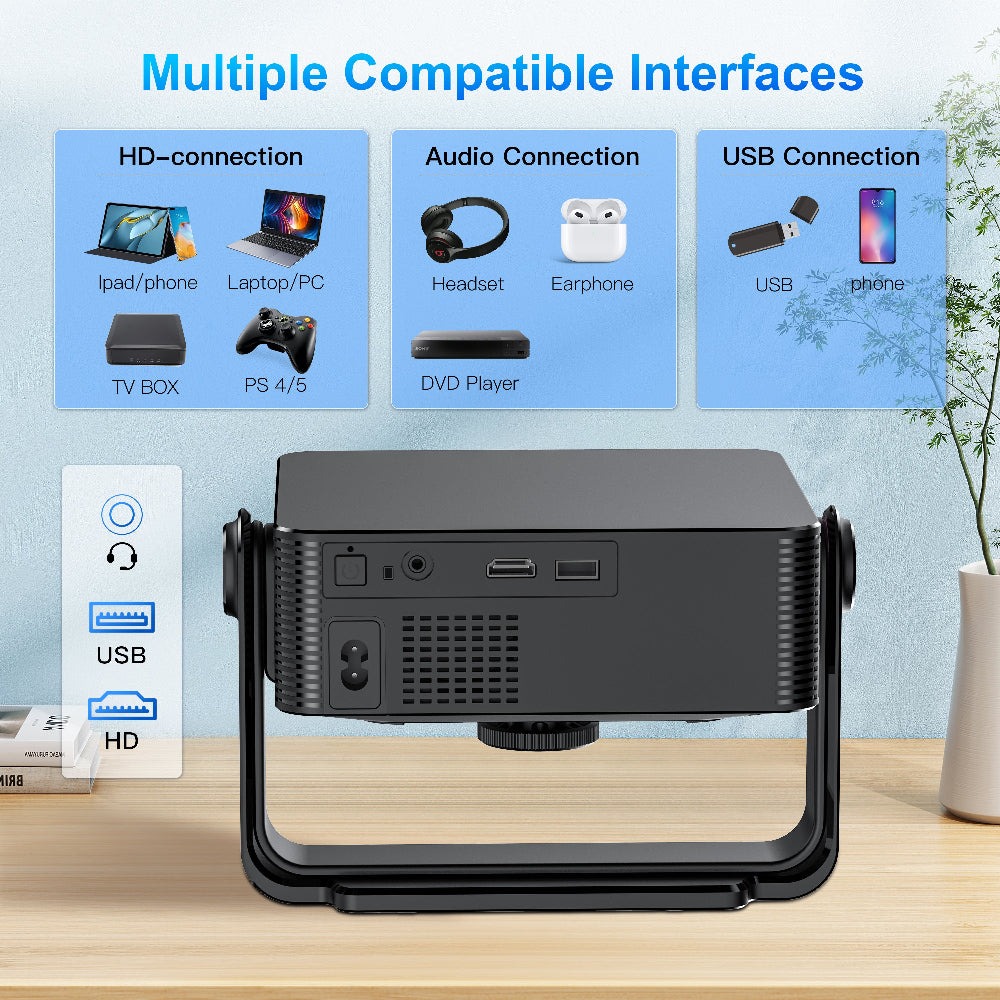 Projektor HM102 Smart Android 13 Bluetooth WIFI LCD przenośny 4K Mini projektor z uchwytem Kino domowe HD 1080P