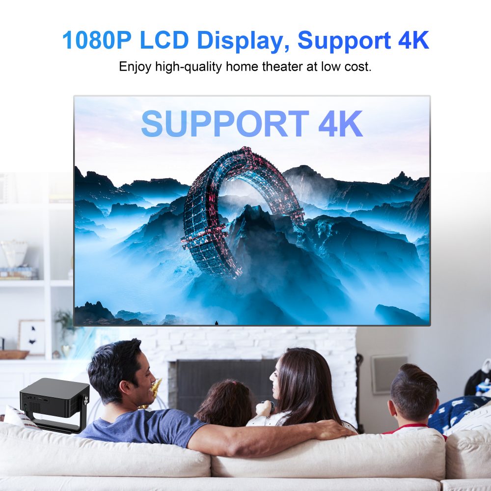 Projektor HM102 Smart Android 13 Bluetooth WIFI LCD przenośny 4K Mini projektor z uchwytem Kino domowe HD 1080P