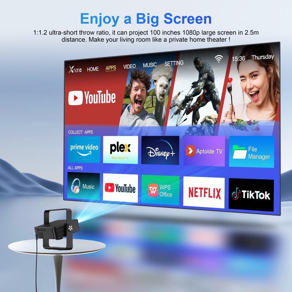 Projektor HM102 Smart Android 13 Bluetooth WIFI LCD przenośny 4K Mini projektor z uchwytem Kino domowe HD 1080P