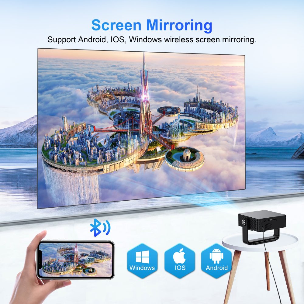 Projektor HM102 Smart Android 13 Bluetooth WIFI LCD przenośny 4K Mini projektor z uchwytem Kino domowe HD 1080P