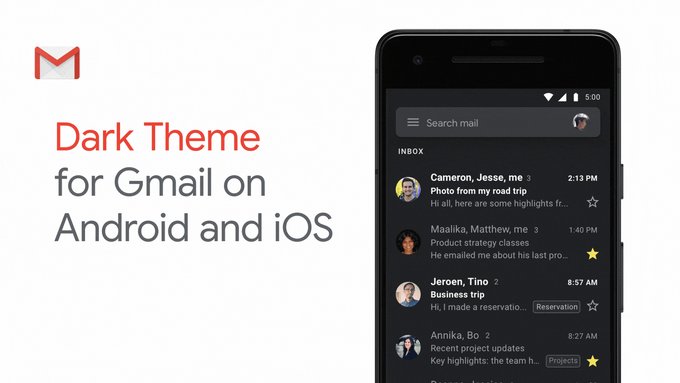 Gmail w końcu z ciemnym motywem na Androidzie 10 i iOS