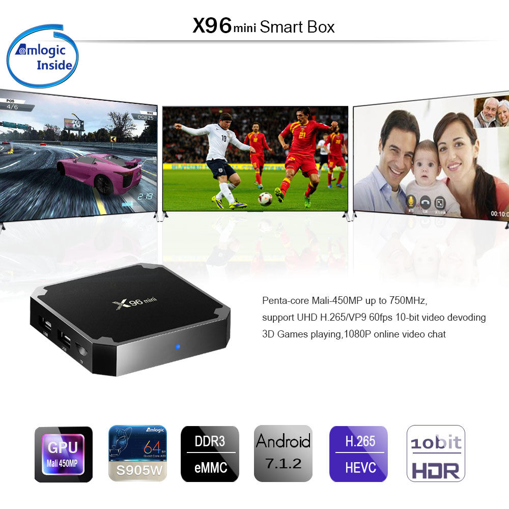 Smart TV Box X96 mini Android 7.1 1/2GB RAM 8/16GB Amlogic S905W Quad Core  4K WiFi 2.4GHz IPTV Set-top box - VenBOX online store